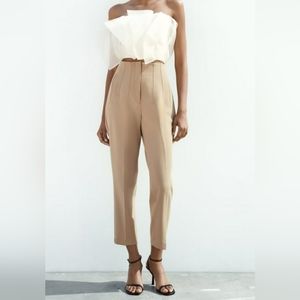 Zara High-Waisted Pants / Taupe Brown / Size Large / NWOT